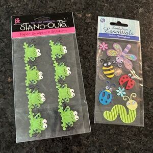 Bundle of 2 Packs Lady Bug Worm Bee Frog Dragonfly Dimensional sticker